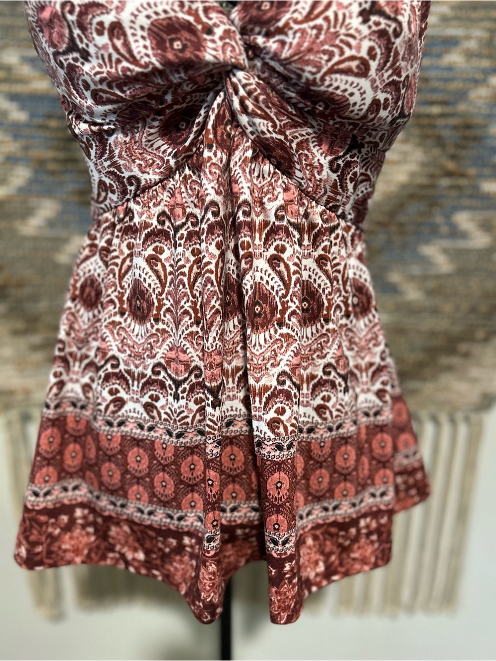 Blue Sol Bohemian Paisley Tie-Front Tank - Picture 3 of 10